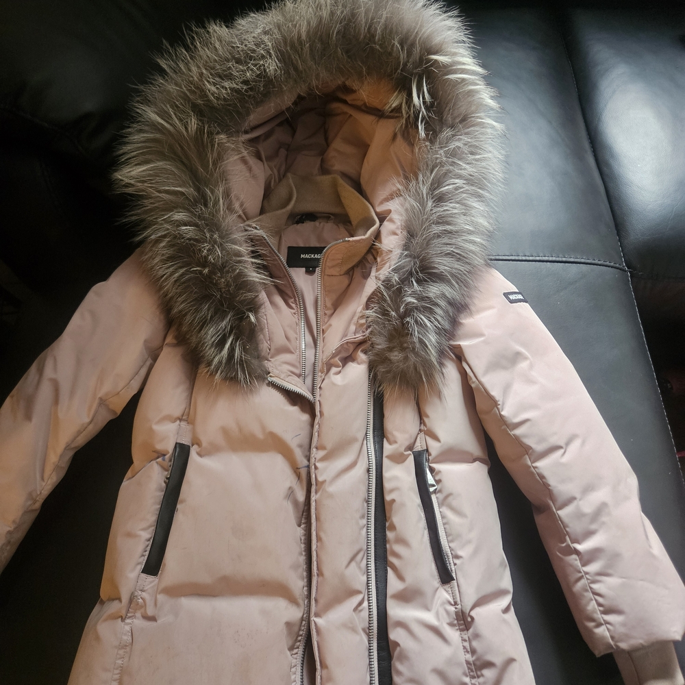 Mackage Blush Jacket with Faux Fur Hood